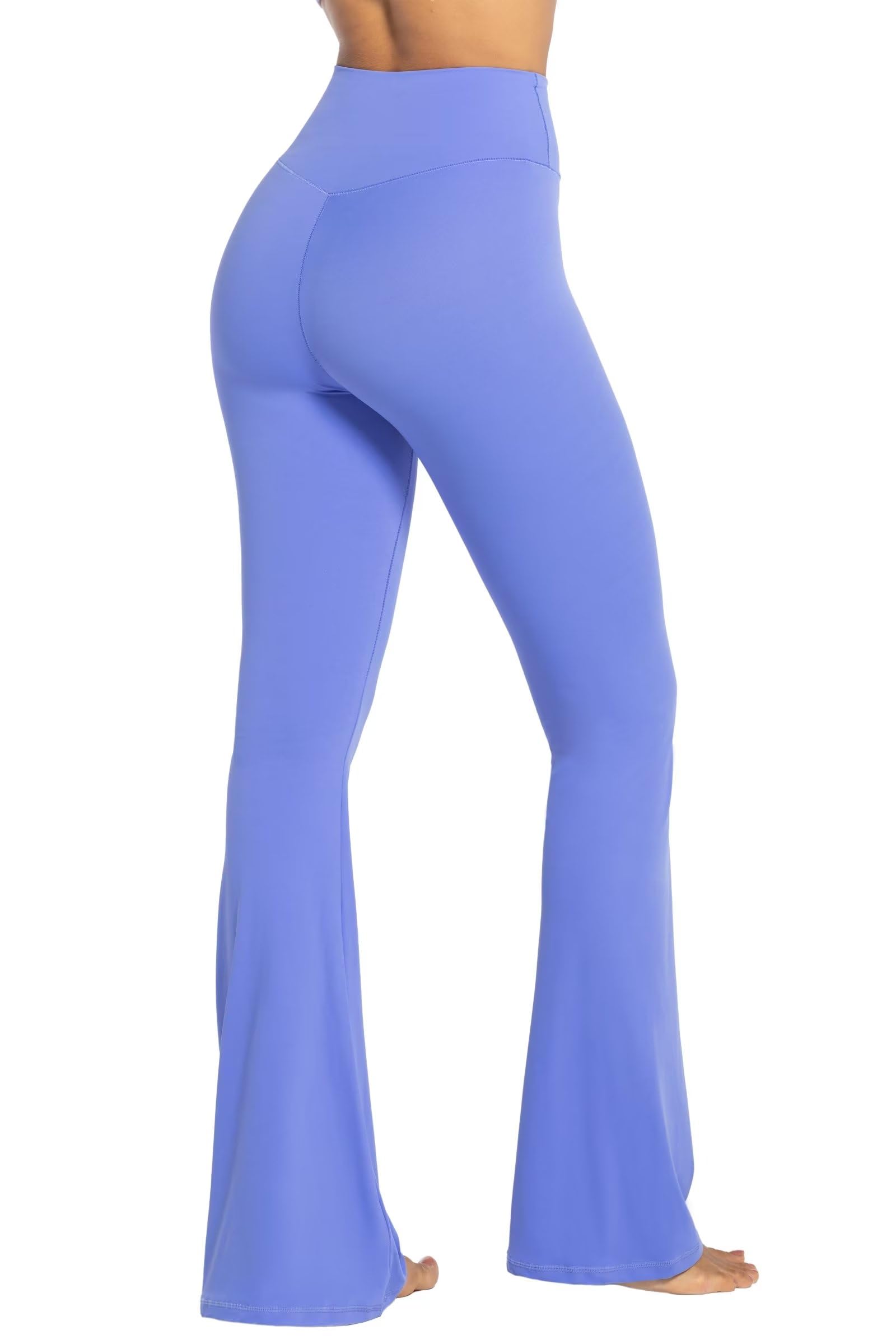 Sunzel Flare Leggings, Crossover Yoga Pants with Tummy Control, High Waisted and Wide Leg, No Front Seam Periwinkle Medium