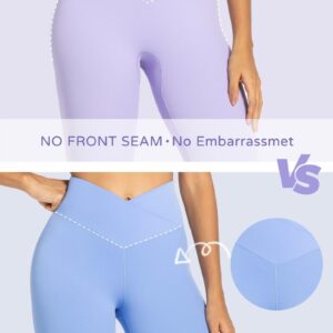 Sunzel Flare Leggings, Crossover Yoga Pants with Tummy Control, High Waisted and Wide Leg, No Front Seam Periwinkle Medium