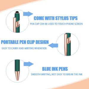 Lragvtbk 6 Pcs Blue Ink Ballpoint Pen with Stylus Tip 2 in 1 Ballpoint Pen Metal Pens Stylus Pen for Touch Screens School Office Coworkers (Green Rose Gold)