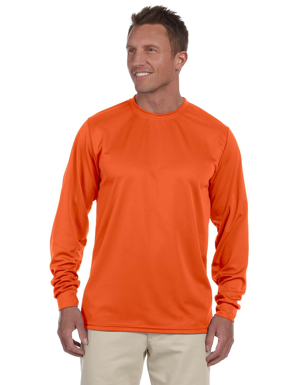 Augusta Sportswear Mens Wicking Long Sleeve T-shirt, Orange, X-Large US