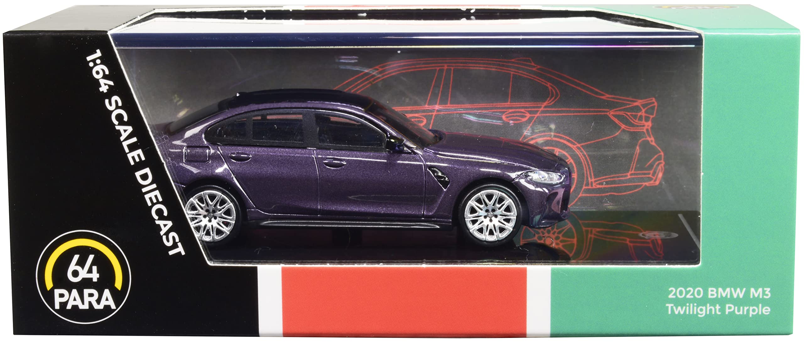 2020 M3 G80 Twilight Purple Metallic with Black top 1/64 Diecast Model Car by Paragon Models PA-55207