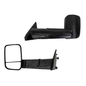 Paragon Towing Mirrors for 2019-22 Dodge Ram 1500 (Excluding Classic/Warlock Models) - Powered Glass, Heated, Turn Signals, Puddle Light, Temp Sensor - Black Pair Set