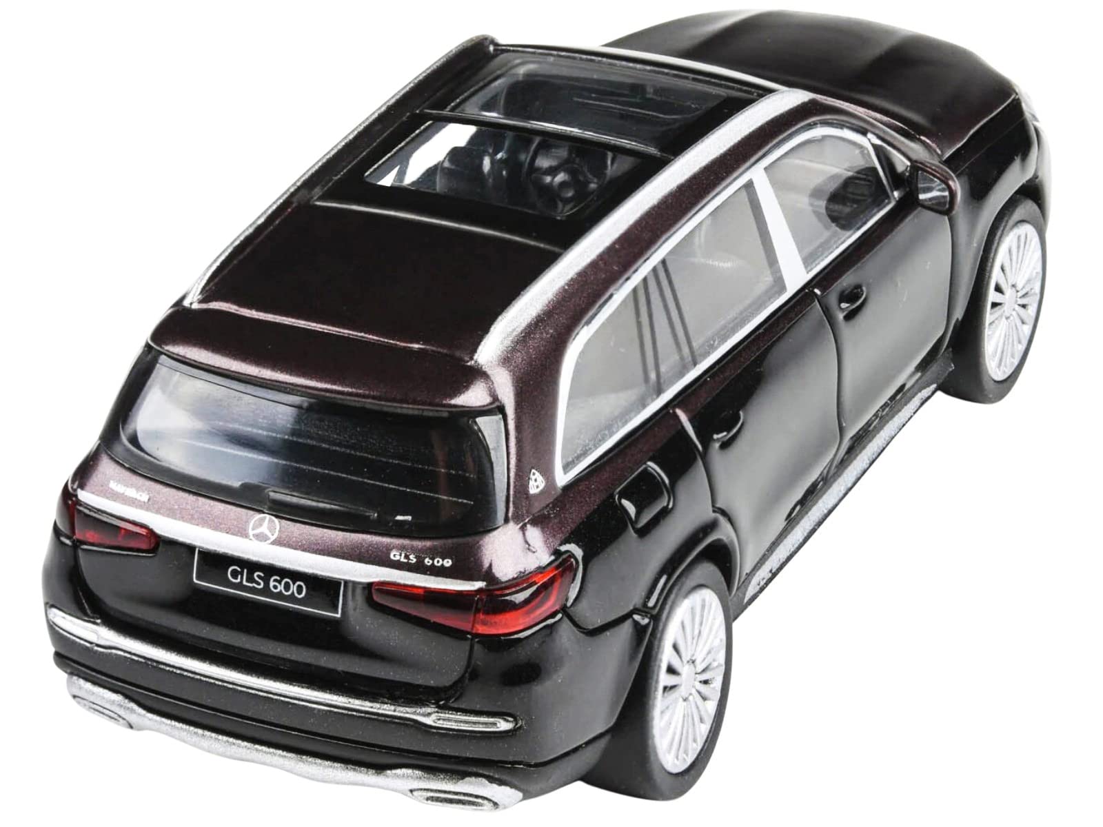 Paragon Models MB Maybach GLS 600 with Sunroof Rubellite Red and Obsidian Black Metallic 1/64 Diecast Model Car by Paragon PA-55304