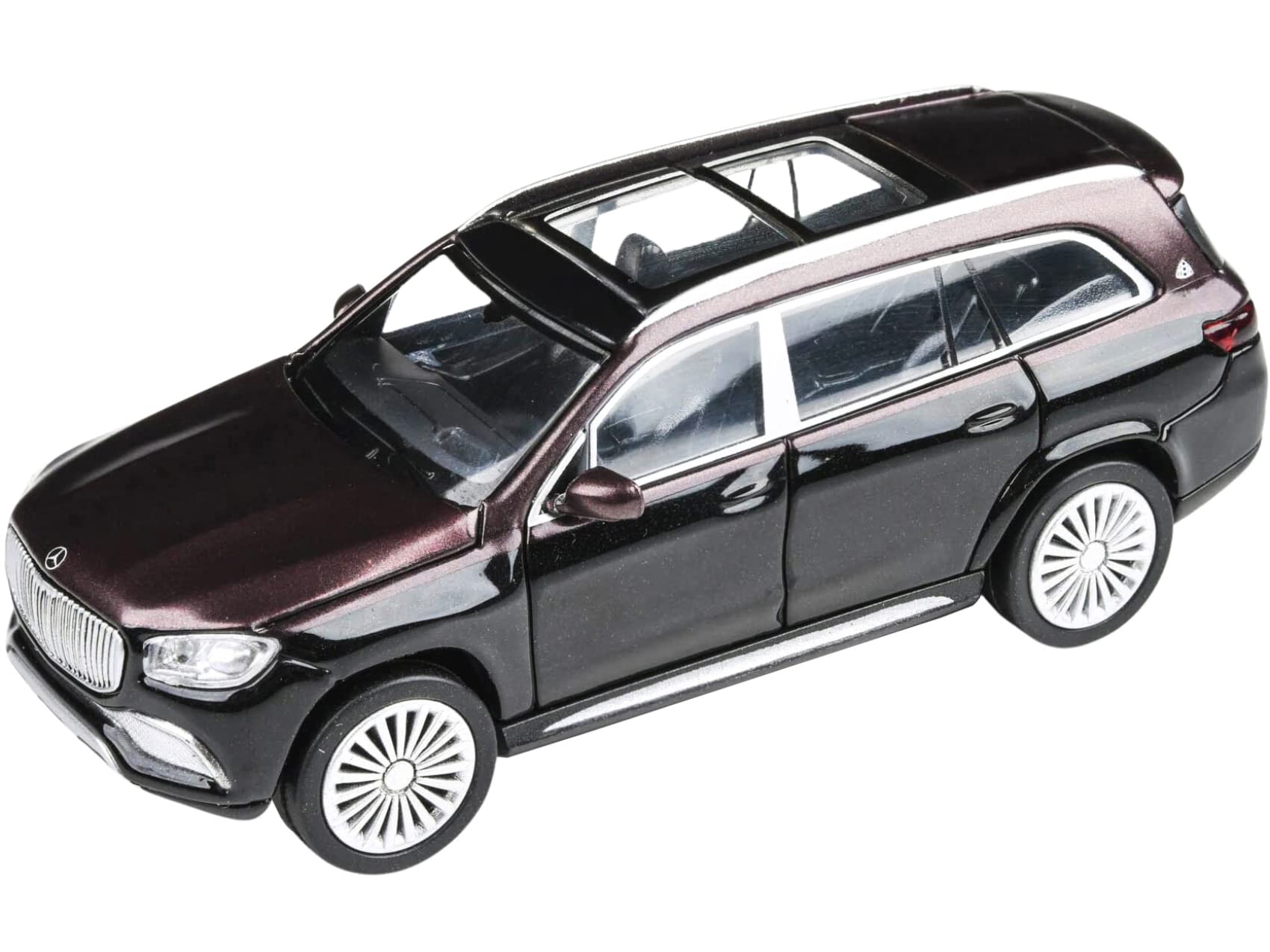 Paragon Models MB Maybach GLS 600 with Sunroof Rubellite Red and Obsidian Black Metallic 1/64 Diecast Model Car by Paragon PA-55304