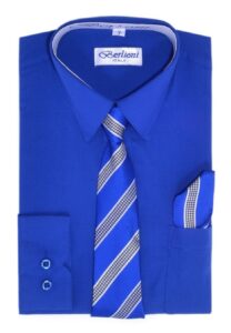 paragon stores boy's dress shirt, necktie, and hanky set - french blue, size 10