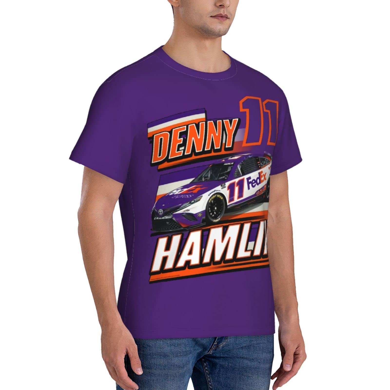 Denny Hamlin 11 Men's T-Shirt Crewneck T-Shirt Tight Sport Short Sleeve Classic Printing Performance