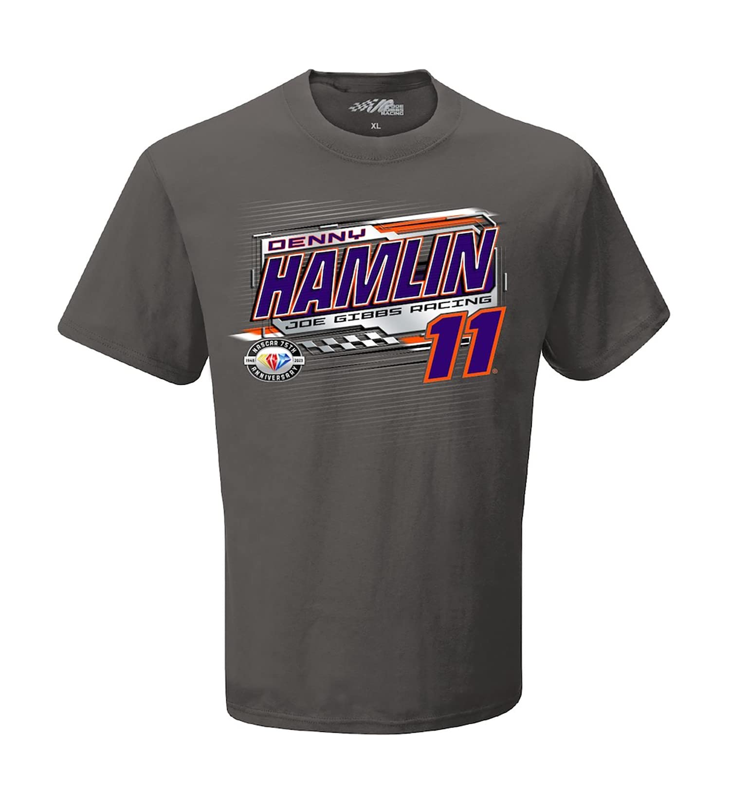 Checkered Flag Sports Denny Hamlin 2023 Cup Series Schedule T-Shirt Gray Medium