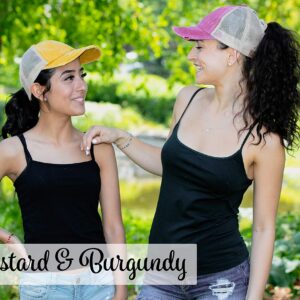 Funky Junque Ponytail Messy Bun Trucker Ponycap (Mesh - White w/Criss Cross Back)