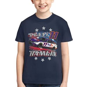 yinfa denny hamlin 11 shirt for teen girl & boy printing performance short sleeve tee black