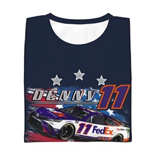 YINFA Denny Hamlin 11 Shirt for Teen Girl & Boy Printing Performance Short Sleeve Tee Black