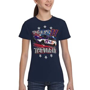 YINFA Denny Hamlin 11 Shirt for Teen Girl & Boy Printing Performance Short Sleeve Tee Black