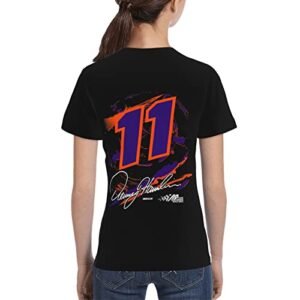 YINFA Denny Hamlin 11 Shirt for Teen Girl & Boy Printing Performance Short Sleeve Tee Black