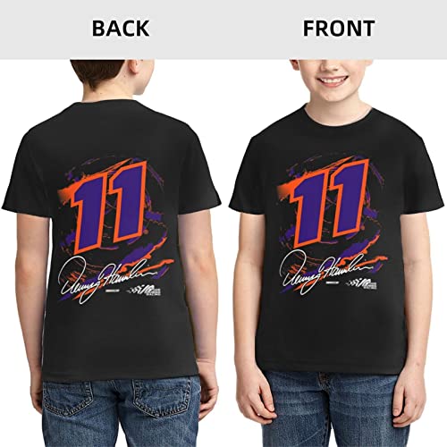 YINFA Denny Hamlin 11 Shirt for Teen Girl & Boy Printing Performance Short Sleeve Tee Black