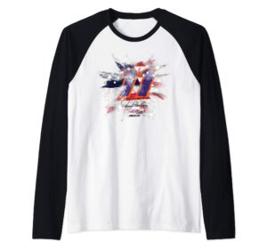 nascar - denny hamlin - fireworks raglan baseball tee