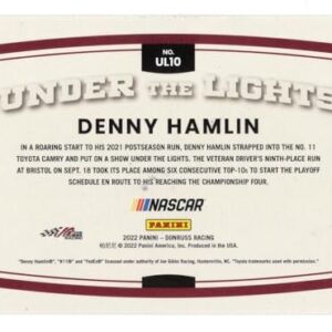 AUTOGRAPHED Denny Hamlin 2022 Donruss Racing UNDER THE LIGHTS Signed NASCAR Collectible Insert Trading Card with COA