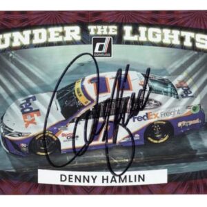 AUTOGRAPHED Denny Hamlin 2022 Donruss Racing UNDER THE LIGHTS Signed NASCAR Collectible Insert Trading Card with COA