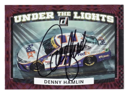 AUTOGRAPHED Denny Hamlin 2022 Donruss Racing UNDER THE LIGHTS Signed NASCAR Collectible Insert Trading Card with COA