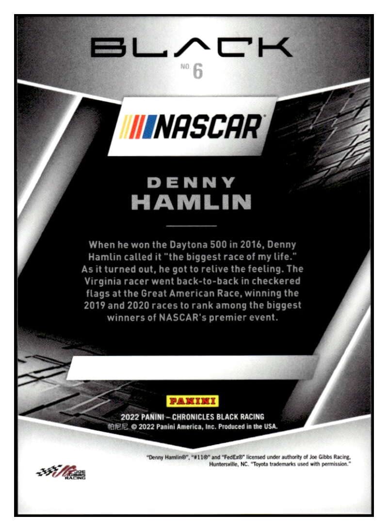 2022 Panini Chronicles Black Green #6 DENNY HAMLIN NM+-MT+ NASCAR Racing FedEx Express/Joe Gibbs Racing/Toyota Racing