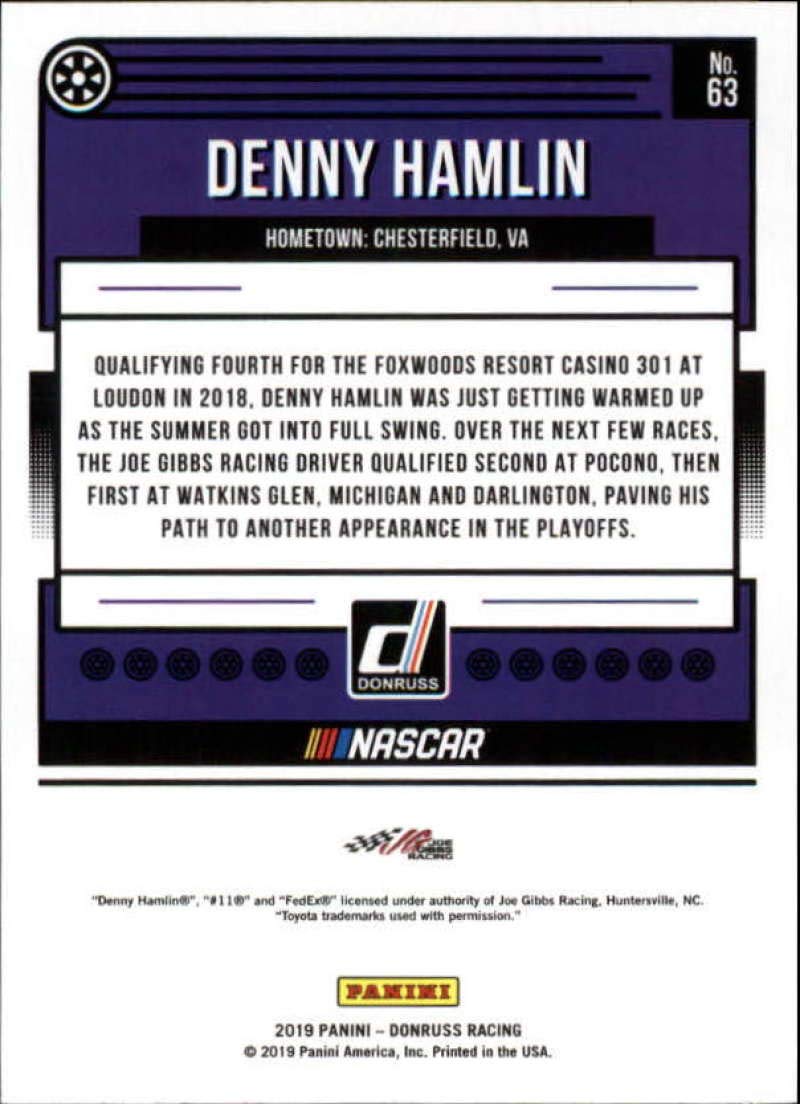 2019 Donruss #63 Denny Hamlin FedEx Express/Joe Gibbs Racing/Toyota Racing Trading Card