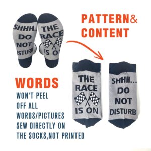 ZHANTUONE Socks Gift，Shhh...Do Not Disturb，The Race is on， Racing Fans Gift Socks，Race Car Socks，Race Car Gift， Racing Game Gift