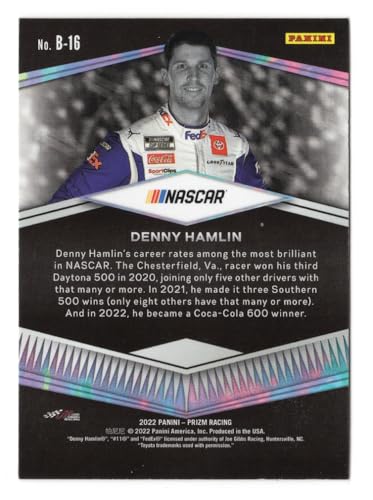 AUTOGRAPHED Denny Hamlin 2022 Panini Prizm Racing BRILLIANCE Signed NASCAR Collectible Insert Trading Card with COA