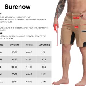 Surenow Men's Hiking Cargo Shorts Lightweight Quick-Dry Shorts Summer Outdoor Fishing Shorts Camping Travel Shorts for Men Khaki