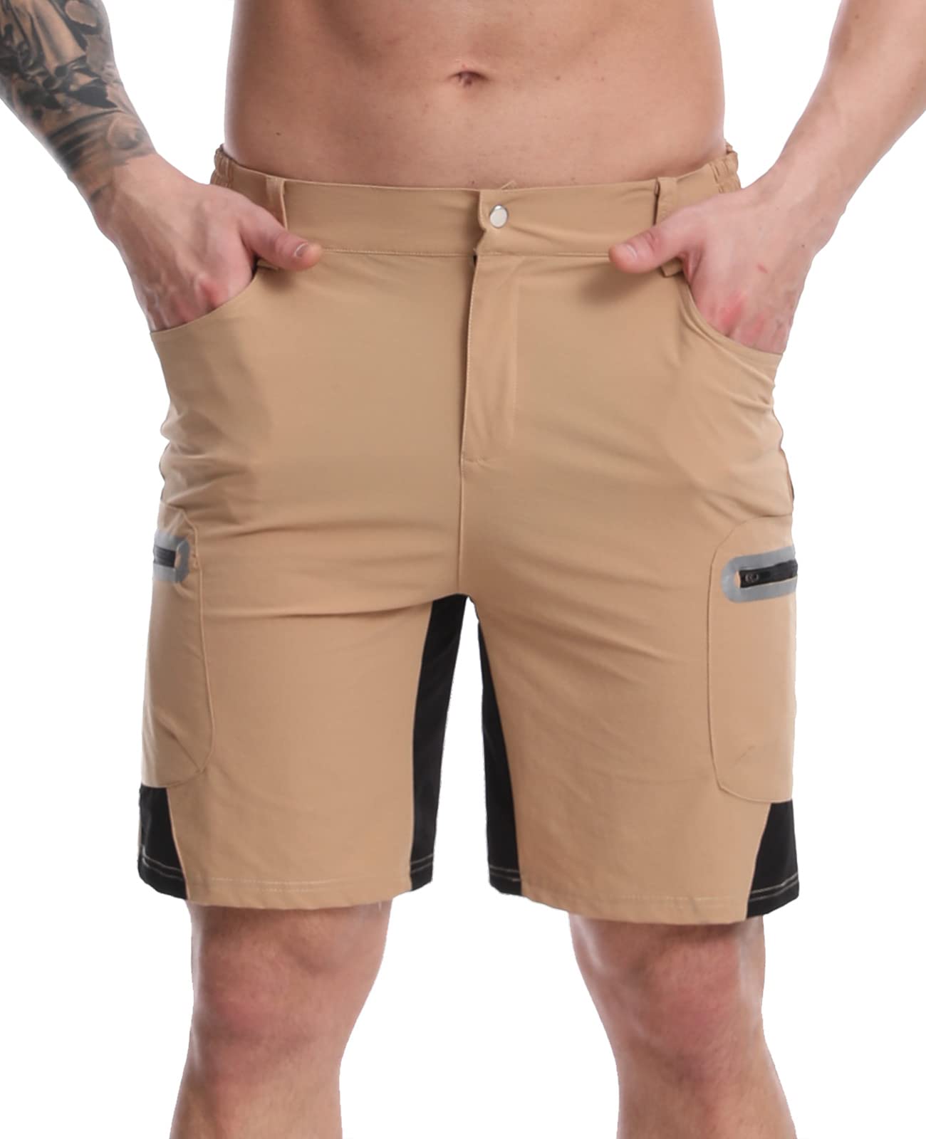 Surenow Men's Hiking Cargo Shorts Lightweight Quick-Dry Shorts Summer Outdoor Fishing Shorts Camping Travel Shorts for Men Khaki