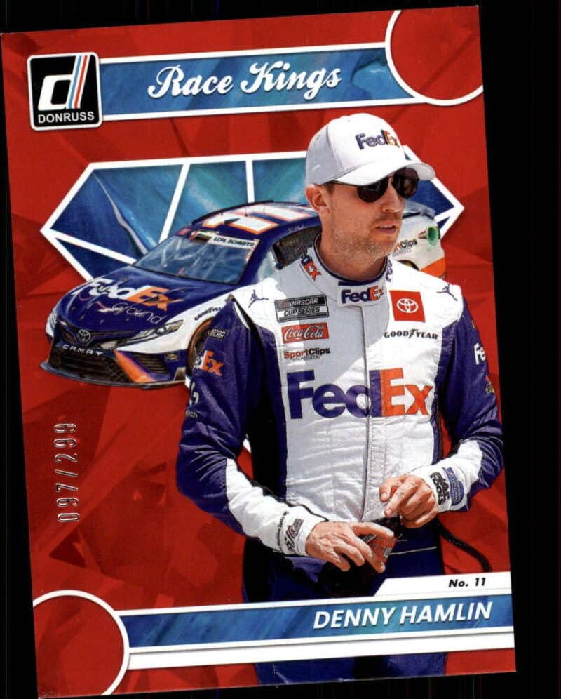 2023 Donruss Racing Red #14 Denny Hamlin S299 FedEx Express/Joe Gibbs Racing/Toyota Race Kings Official NASCAR Trading Card (Stock Photo Shown, Near Mint to Mint Condition)