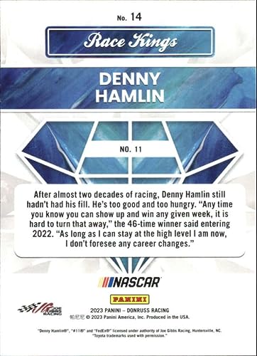 2023 Donruss Racing Silver #14 Denny Hamlin FedEx Express/Joe Gibbs Racing/Toyota Race Kings Official NASCAR Trading Card (Stock Photo Shown, Near Mint to Mint Condition)