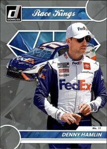 2023 donruss racing silver #14 denny hamlin fedex express/joe gibbs racing/toyota race kings official nascar trading card (stock photo shown, near mint to mint condition)