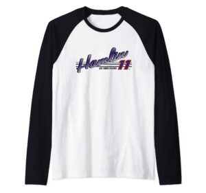 nascar - denny hamlin - script raglan baseball tee