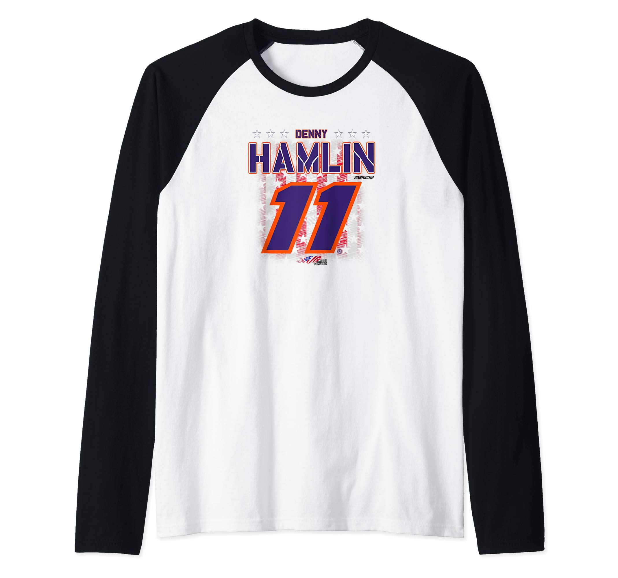 NASCAR - Denny Hamlin - Flag Raglan Baseball Tee