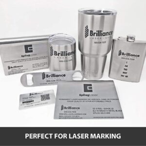 Brilliance Laser Inks 50 Grams Black Metal Marking Powder with Foam Brush | Permanent Durable High Contrast Laser Engraving Accessories for Fiber, YAG, and CO2 Laser Engraver BLI101MBPWD50