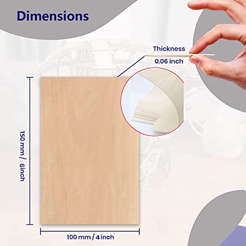 Unfinished Wood Pieces,25Pcs Basswood Sheets 1/16,Thin Plywood Wood Sheets for Crafts,Perfect for DIY Projects, Painting, Drawing, Laser, Wood Engraving, Wood Burning and CNC Cutting(150x100x1.5mm)