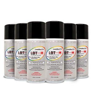 aerosol black laser marking spray - laserbond 100 (12 oz), (6 pack) works with all laser engravers, printers | co2, fiber & yag laser | lbt 100 permanently marks on most metals, glass & ceramic