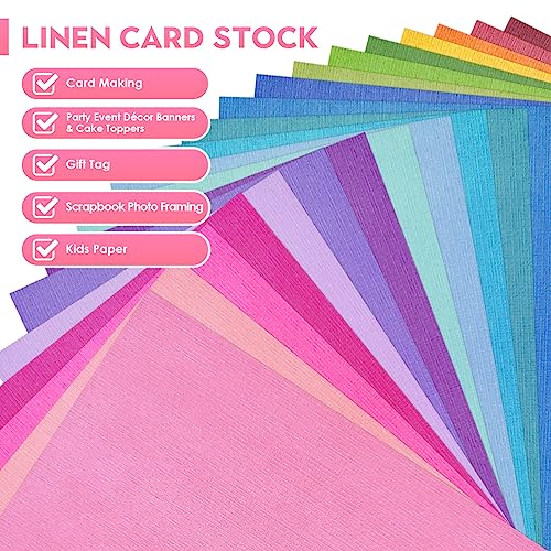 20 Sheets Rainbow Colorful Cardstock Textured Assorted Colored Paper 250gsm Single-Sided Printed Thick Card Stock for Card Making, Scrapbooking