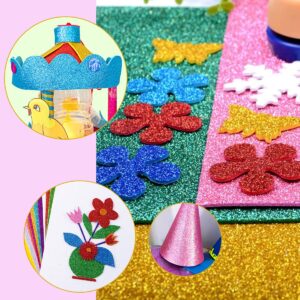 10 Sheets Glitter Foam Sheets for Crafts, A4 Cardstock Paper Sparkles Self Adhesive Sticky Paper for Christmas Construction Scrapbook Gift DIY Cutters Card Party Decoration (Black)