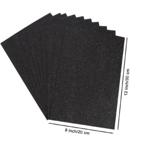 10 Sheets Glitter Foam Sheets for Crafts, A4 Cardstock Paper Sparkles Self Adhesive Sticky Paper for Christmas Construction Scrapbook Gift DIY Cutters Card Party Decoration (Black)