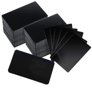 losyhu 100pcs metal business card 0.45mm thickness aluminum cards metal engraving blanks cards aluminum laser engraving cards for office name cards, diy gift cards, vip cards 3.4 x 2.1 inch, black