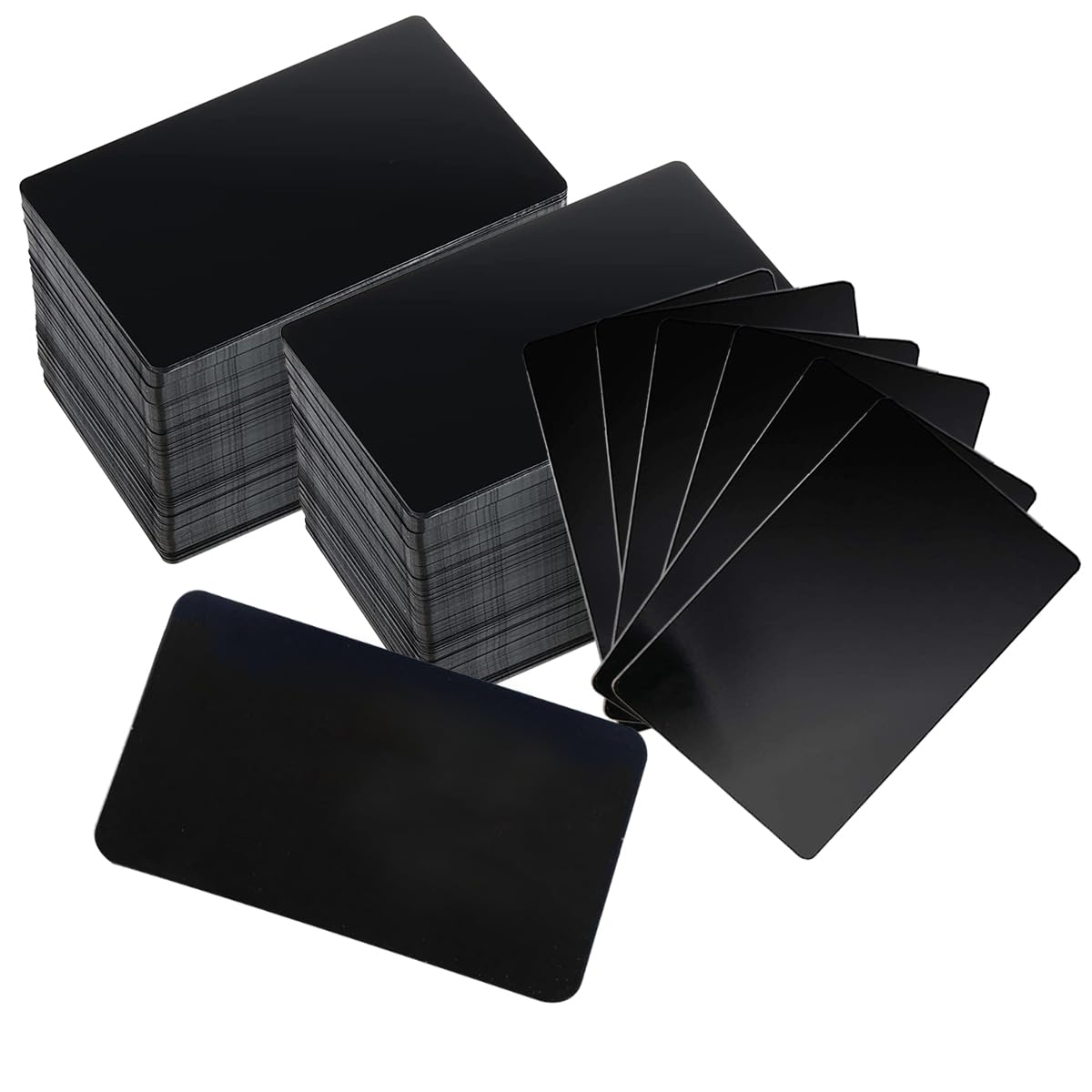 LOSYHU 100PCS Metal Business Card 0.45mm Thickness Aluminum Cards Metal Engraving Blanks Cards Aluminum Laser Engraving Cards for Office Name Cards, DIY Gift Cards, VIP Cards 3.4 x 2.1 Inch, Black