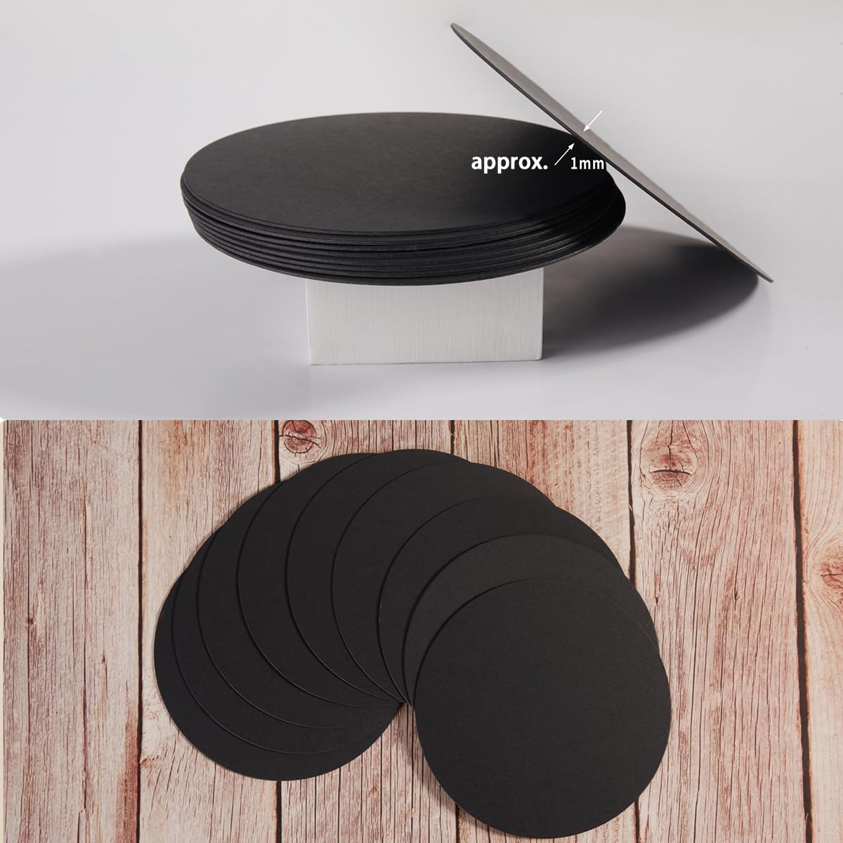 36 Pieces Round Blank Cards Cardstock Thick Cards Small Round Art Paint Board for Mandala Painting DIY Coasters Painting Writing and Decorations (Black, Diameter-6 and 4 in)