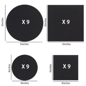 36 Pieces Round Blank Cards Cardstock Thick Cards Small Round Art Paint Board for Mandala Painting DIY Coasters Painting Writing and Decorations (Black, Diameter-6 and 4 in)