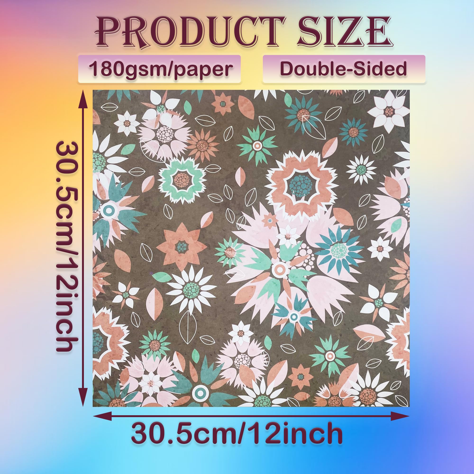 GLKTOPO Double-Sided Scrapbook Paper 12x12 Card Stock, Floral Patterned Scrapbooking Pack, Heavyweight Premium Printed Background, Theme Cardmaking Decor Craft for Art Project-24 Pages