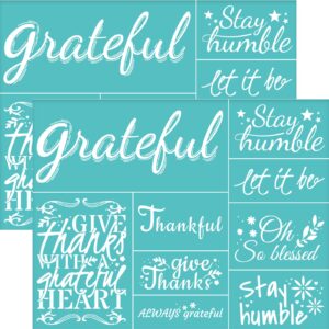 olycraft 2pcs 8.6x11 inch thanksgiving theme stencils self-adhesive silk screen printing stencils word letter grateful silkscreen stencils reusable mesh transfer stencil for painting on wood t-shirts