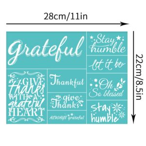 OLYCRAFT 2pcs 8.6x11 Inch Thanksgiving Theme Stencils Self-Adhesive Silk Screen Printing Stencils Word Letter Grateful Silkscreen Stencils Reusable Mesh Transfer Stencil for Painting on Wood T-shirts