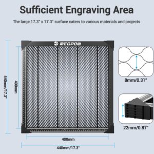 Mecpow Honeycomb Laser Bed, 650x650mm Honeycomb Working Table for Most Laser Engraver, Durable Steel Honeycomb Panel for Fast Heat Dissipation, Desktop-Protecting, 25.6'' x 25.6'' x 0.87''