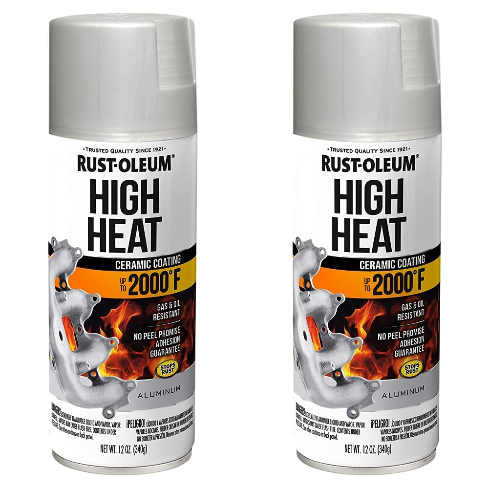 Rust-Oleum 248904 Automotive High Heat Spray Paint, 12 Ounce (Pack of 2), Flat Aluminum