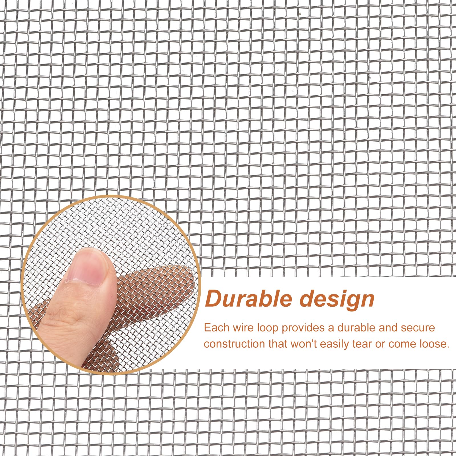 uxcell 20 Mesh 304 Stainless Steel Woven Wire Mesh Screen, 118 inch x 24 inch Hard and Heat Resisting Wire Mesh for Wall, Hole, Garden, DIY Project, Never Rust, Easy to Cut