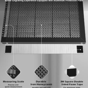 FAHKNS Honeycomb Working Table, 13.8"x13.8"x0.87" Honeycomb Laser Bed for Most Laser Engravers, for Fast Heat Dissipation and Table-Protecting with Aluminum Plate