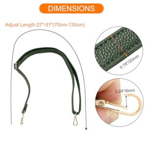 Litoexpe Green Purse Straps Leather Straps, Bag Straps Replacement Crossbody Leather Adjustable Replacement Strap, 27-51 Inch